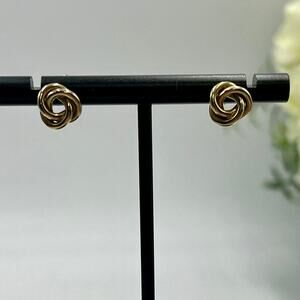 Designer Signed 14k Yellow Gold Classic Love Knot Post Stud Small Earrings 2.1g